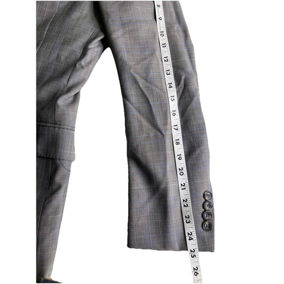 J Hilburn Vitale Barberis Men 36R Blazer European Fit Gray Wool Glen Plaid - Picture 14 of 16